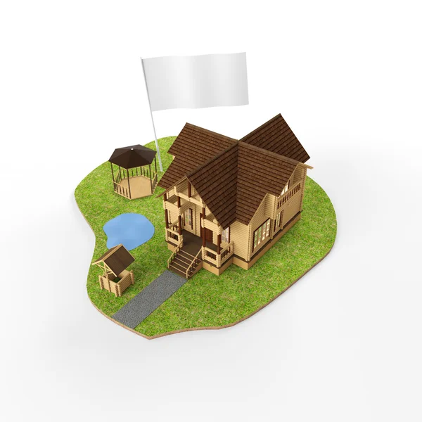 Grundstück mit Hausmodell — Stockfoto