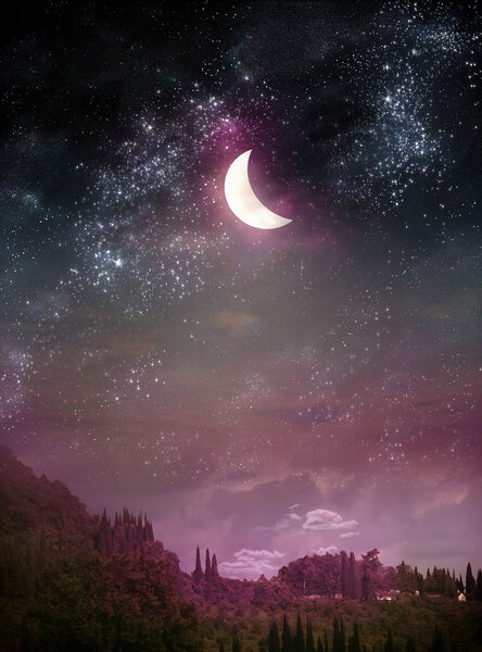 Night landscape, the sky, the stars