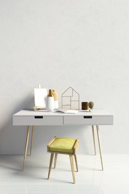 Çatı katının modern kontrastı. İnceleme yeri. Üç boyutlu illüstrasyon. Duvar modeli