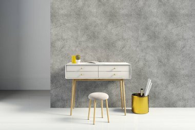 Çatı katının modern kontrastı. İnceleme yeri. Üç boyutlu illüstrasyon. Duvar modeli