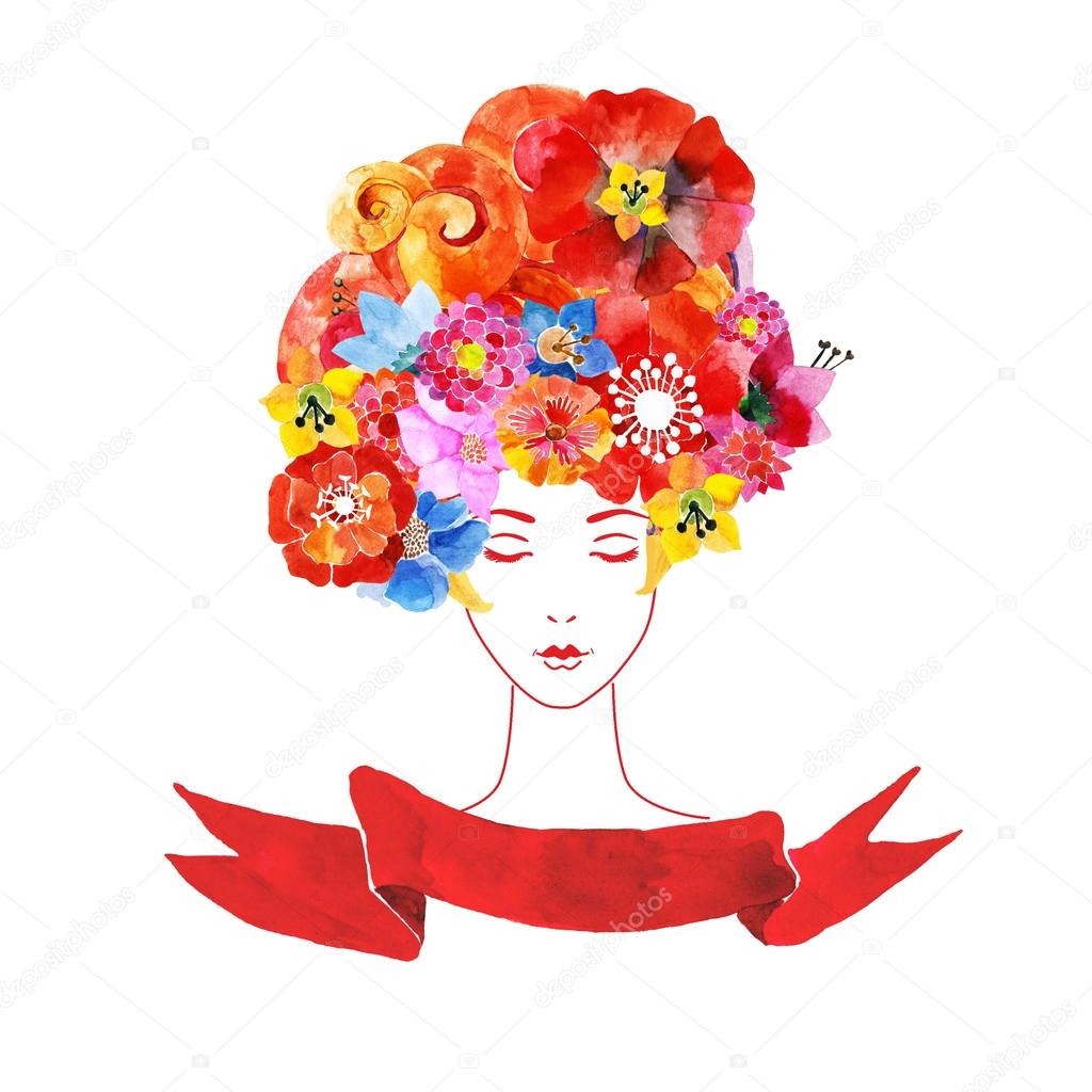 Girl with flowers in your hair Stock Vector Image by ©abracada #72439973 Girl with flowers in your hair Stock Vector Image by ©abracada #72439973