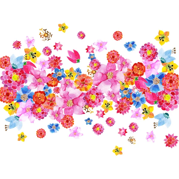 수채화 다채로운 꽃 배경 — 스톡 벡터