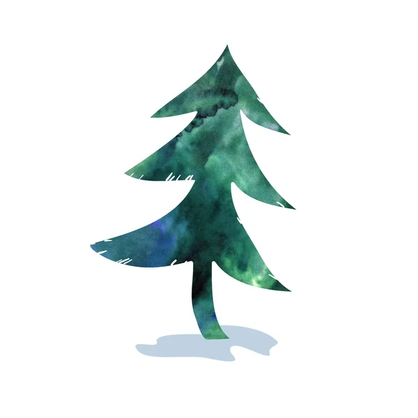 Drawing watercolor Christmas tree — Stock Photo, Image