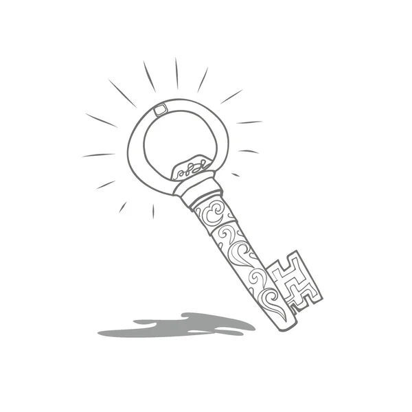 Drawn sketch of an old key — Stock Photo, Image