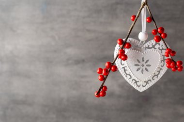 Kırmızı böğürtlenli dal, Noel dekoru.