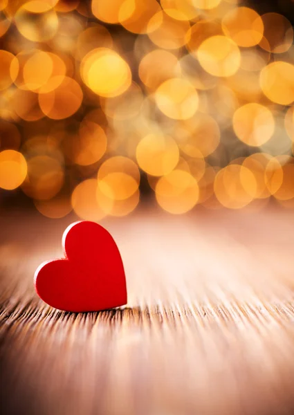 Hearts. Hearts on a wooden table and background is a bokeh. — Stock Photo, Image
