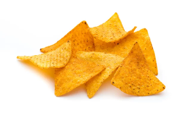 Mexican nachos chips, isolated on white background. — Stock Photo, Image