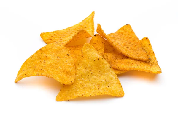 Chips nachos mexicanos, isolado em fundo branco . — Fotografia de Stock