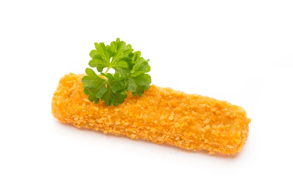 Fryst bröd crumbed Fiskpinnar på vit. — Stockfoto