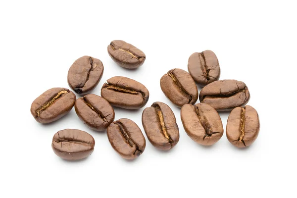 Coffee beans isolated on white background, closeup, macro — Stock Photo, Image