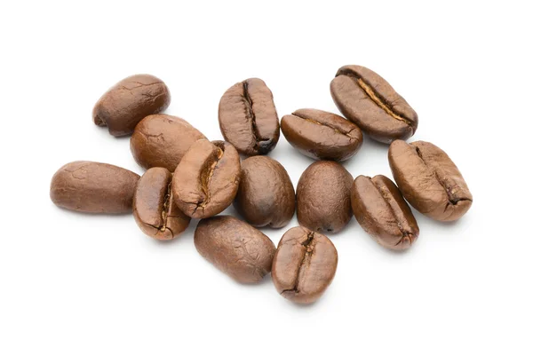 Coffee beans isolated on white background, closeup, macro — Stock Photo, Image