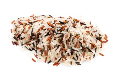 Pirinç, izole edilmiş arka plan için doğal uzun pirinç taneleri..