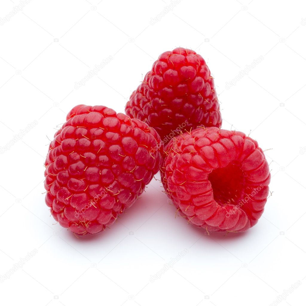 Raspberry isolated on the white background.