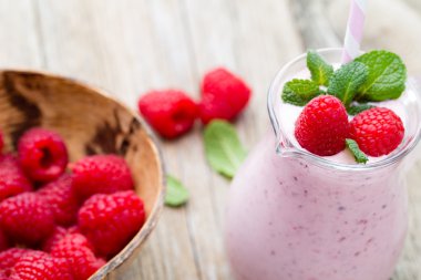 Naneli ahududu milkshake..