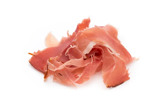 Tranches de jambon sur fond blanc . — Photo