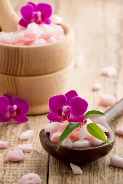 Spa stones and orchid. — Stock Photo, Image