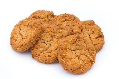 İzole edilmiş arkaplanı olan yulaf ezmeli kurabiyeler.