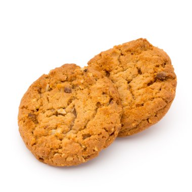 İzole edilmiş arkaplanı olan yulaf ezmeli kurabiyeler.