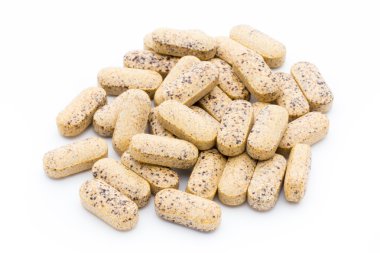 Alternatif Tıp. Vitamini kapsülleri. Homeopatik ek.