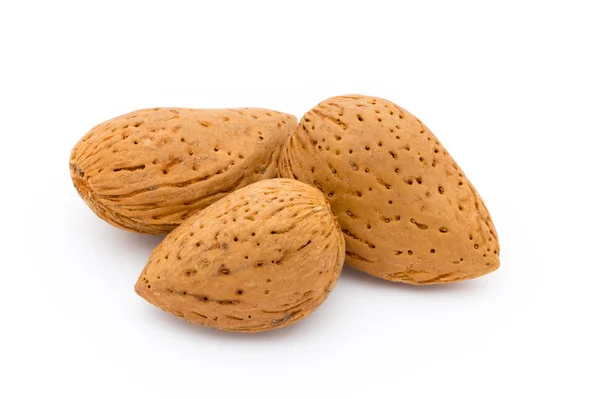 Group of almond nuts. Isolated on a white background. — Stock Photo, Image