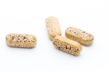 Alternatif Tıp. Vitamini kapsülleri. Homeopatik ek.