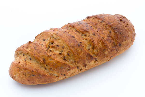 Loaf of bread isolated on white.