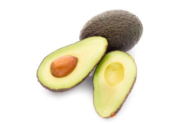 Beyaz arka plan üzerinde izole avokado adet set.