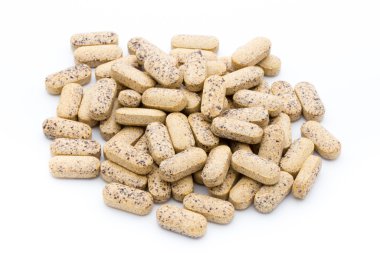 Alternatif Tıp. Vitamini kapsülleri. Homeopatik ek.