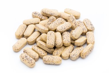 Deniz tuzu. Deniz tuz ve pembe orkide beyaz arka plan üzerinde izole.