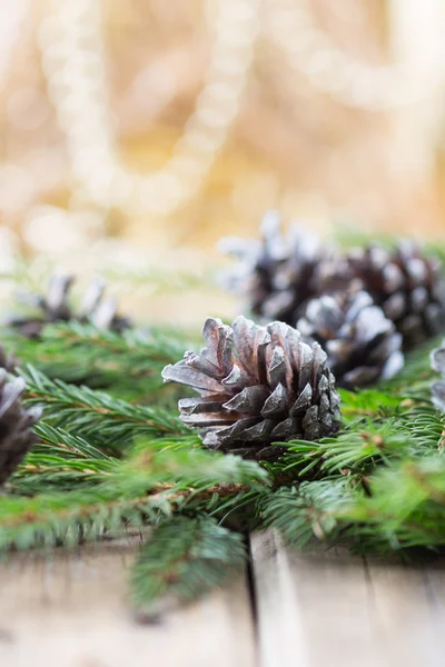 Christmas decor.  Christmas decor on the wooden background. — Stock Photo, Image