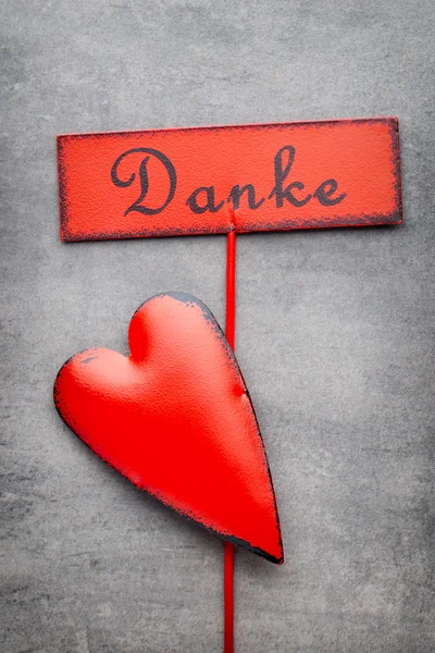 Red heart on the gray metal background. — Stock Photo, Image