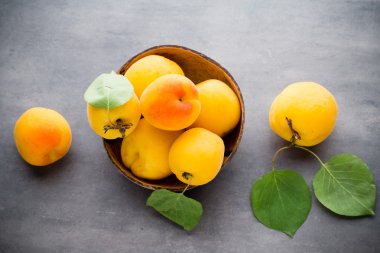 Gri bir metal zemin üzerine kayısı.