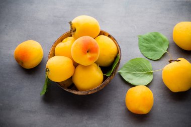 Gri bir metal zemin üzerine kayısı.