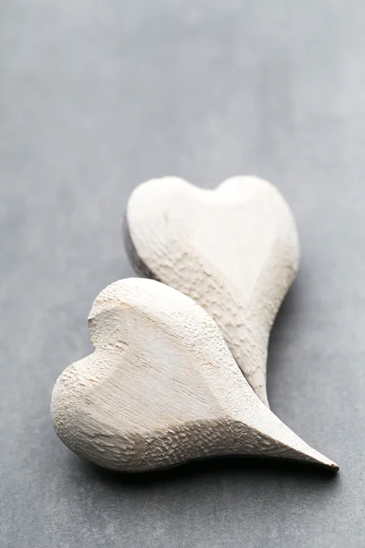 Wooden heart shaped. Greeting Cards. Valentine's Day greeting. — Stock Photo, Image
