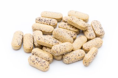 Alternatif Tıp. Vitamini kapsülleri. Homeopatik ek.