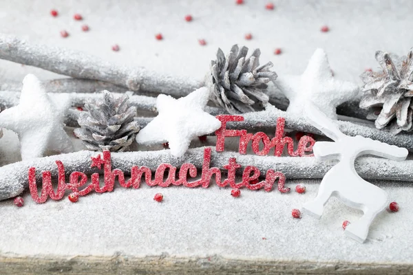 Lettres rouges avec allemand Frohe Weihnachten signifie Joyeux Noël . — Photo