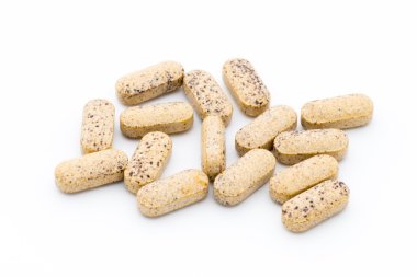 Alternatif Tıp. Vitamini kapsülleri. Homeopatik ek.