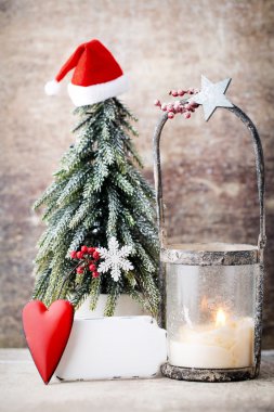Şamdan. Noel fener. Noel dekorasyon, CA tebrik