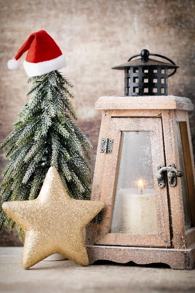 Şamdan. Noel fener. Noel dekorasyon, CA tebrik — Stok fotoğraf