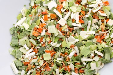 Kurutulmuş sebze baharat. Biyo otlar ürün. İnce doğranmış otlar. 