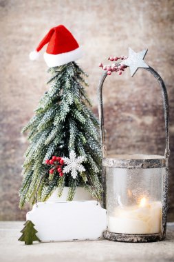 Şamdan. Noel fener. Noel dekorasyon, CA tebrik