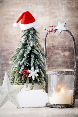 Şamdan. Noel fener. Noel dekorasyon, CA tebrik