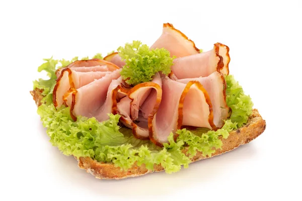 Sandwich Con Prosciutto Maiale Sfondo Bianco — Foto Stock