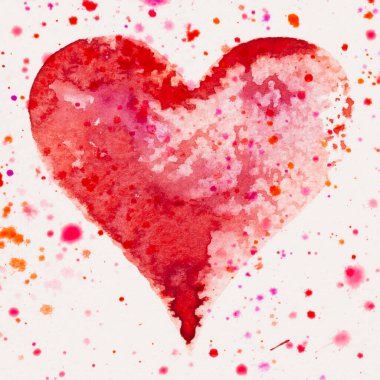 Suluboya kalp. Sevgililer Günü Kutlama kartı, aşk, ilişki, sanat, resim.