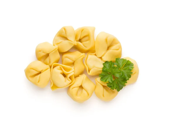 Makaron Domowej Roboty Surowe Tortellini Ziołami — Zdjęcie stockowe