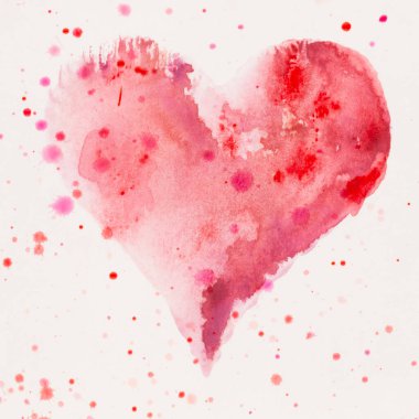 Suluboya kalp. Sevgililer Günü Kutlama kartı, aşk, ilişki, sanat, resim.