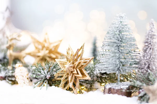 Sfondo Natalizio Con Albero Luci Sfocate Lucenti — Foto Stock