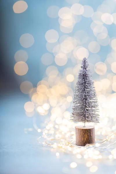 Різдвяна Ялина Деревом Розмиті Блискучі Вогні — стокове фото