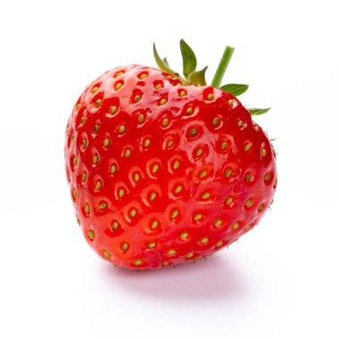 İzole edilmiş çilek. Tek çilekli meyve beyaz arkaplanda izole edilmiş, kırpma yolu ile - resim