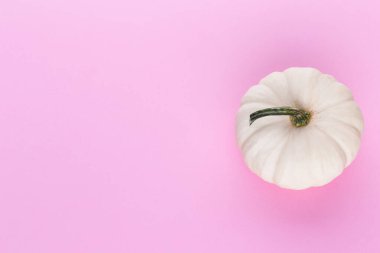 Creative Top view düz sonbahar kompozisyonu. Kabak kabaklarından yapılmış çerçeve renkli kağıt arkaplan kopyalama alanı. Şablon güz hasadı Şükran Günü Cadılar Bayramı davetiye kartları.